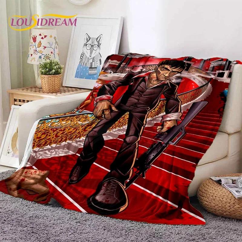 Scarface Tony 3D Printing Movie Soft Flannel Blanket for Beds Bedroom Sofa Picnic,Throw Blanket for Cover Outdoors Leisure Gift