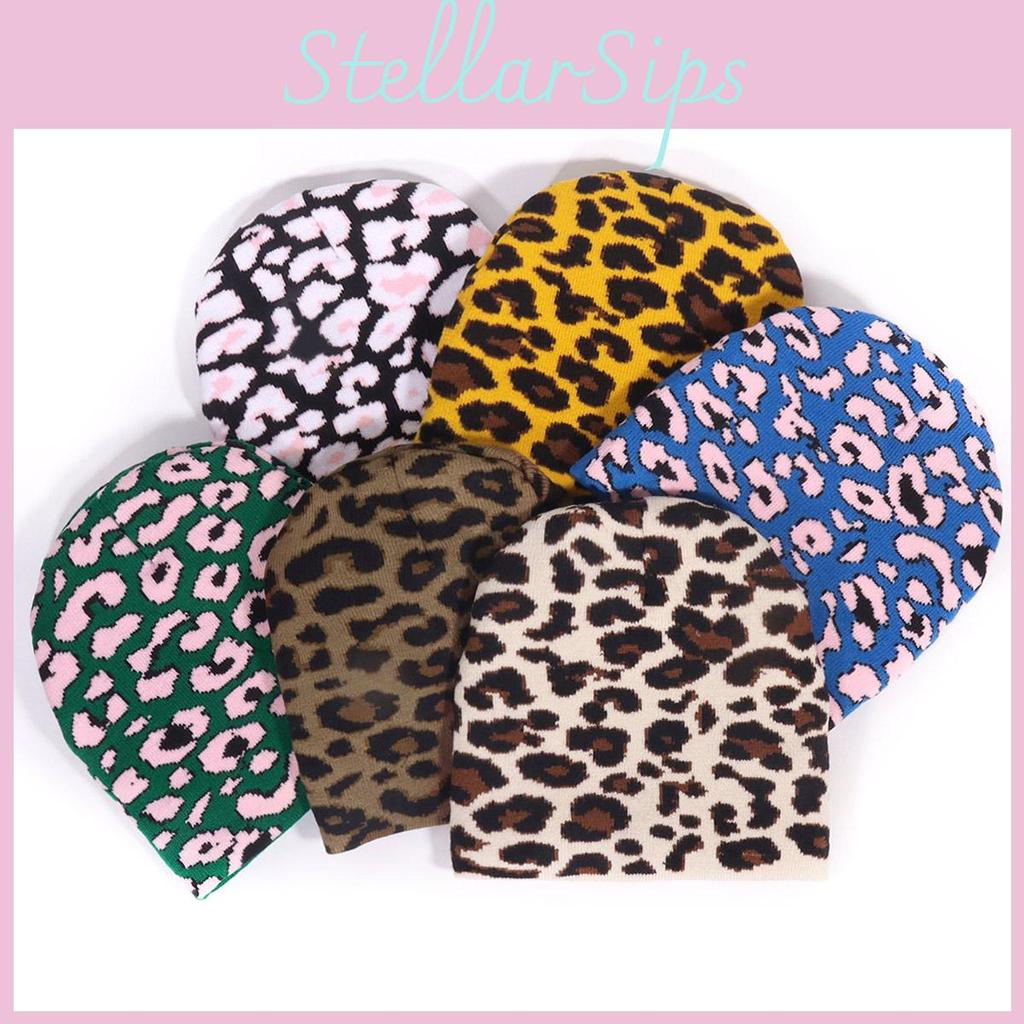 Acrylic Leopard Print Beanie With Oversized Shape For Trendsetting Looks