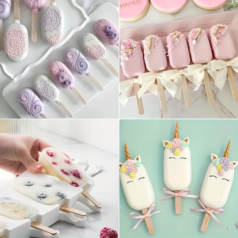 1/4pcs DIY Popsicle Molds Silicone Ice Cream Mold Oval Chocolate Ice Pop Maker Tray for Handmade Frozen Treats Kitchen Gadgets