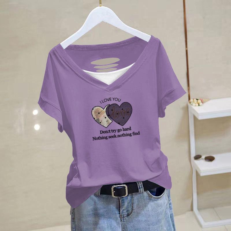 Women's 2024 Summer Pure Cotton Loose-Fit Short-Sleeve Korean T-Shirt