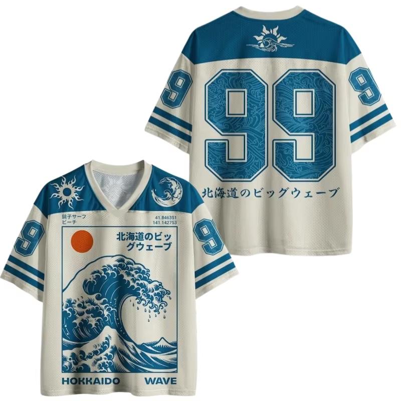 Japanischer Stil Trendig Harajuku 3D-Druck V-Ausschnitt Jersey Erwachsene Mode Lässig Y2k Atmungsaktiv Schnelltrocknend T-Shirt Unisex Oberteile Tee