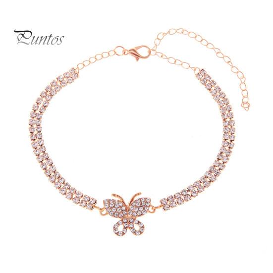 

Жіночий браслет на ногу Двошаровий Блискучий Страз Регульована Довжина Метелик Прикраса на Щиколотку Ювелірні Вироби Вечірка Пляж Повсякденний Ланцюжок на Щиколотку Річниця День народження