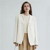 Women Suit Coat Collarless Long Sleeve Open Front Suit Jacket One Tone Relaxed Fit Fit Business Cardigan Office Formal Coat