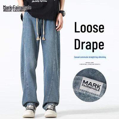 Mark Fairwhale Men's Loose Fit Washed Straight-Leg Denim Jeans