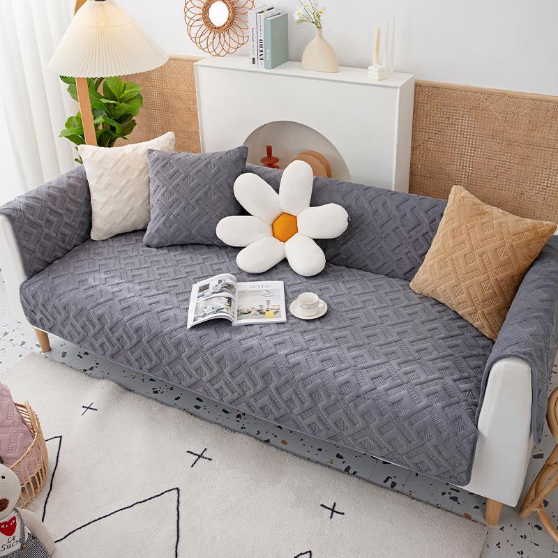 Winter Thickened Cotton Padded Plush Sofa Cushion Anti-Slip Cover Cloth Four Seasons Universal All-Inclusive Sofa Cover
