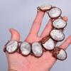 Friendship Day Deal Oval Fossil Coral Stone Copper Electroformed Chain Necklace V-86