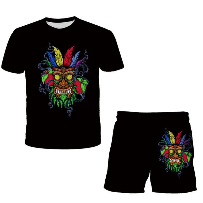 Dětské oblečení Sportovní oblečení pro miminka Dívky Chlapci Ccrash Bandicoot Mobile Print 3D trička 2ks Sady Děti Miminko 1 až 14 let