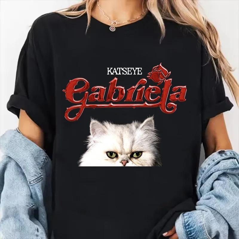 Womens Katseye Print Casual T Shirt Gothic Y2k Tshirt Women Korean Style Graphic Tee Tops Crew Neck Short Sleeve Tshirt Clothes