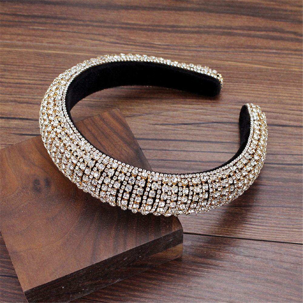 Headband Hair Hoop Handmade Full Crystal Rhinestone Pearl Haiband Wedding Headdress Baroque Tiara