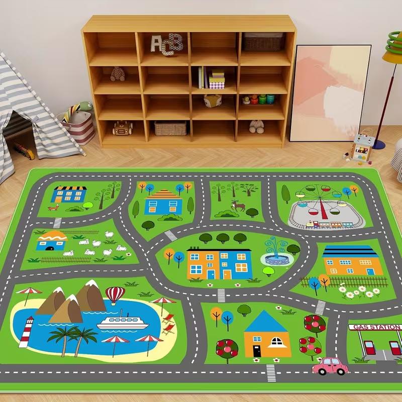 City Traffic Pattern Interactive Rug Living Room Bedroom Kid Playmat Parent Child Activity Carpet Educational Floor Mat Gift