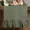 Solid Cotton Table Runner with Ruffled Edges Vintage Farmhouse Decor for Dining Coffee Table Country-Style Wrinkle Fabric Placemat Elegant Home Accent