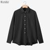 ZANZEA Women Classic Casual Turn Down Collar Long Sleeve Blouse