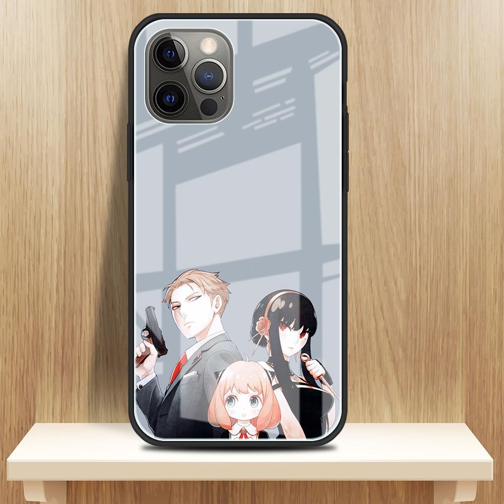 

Чехол из закаленного стекла для Apple iPhone 13 12 Mini 11 Pro XS Max SE 2020 XR 7 8 Plus X 6 6S задняя крышка телефона SPY FAMILY Anime Funda iPhone 6S Plus