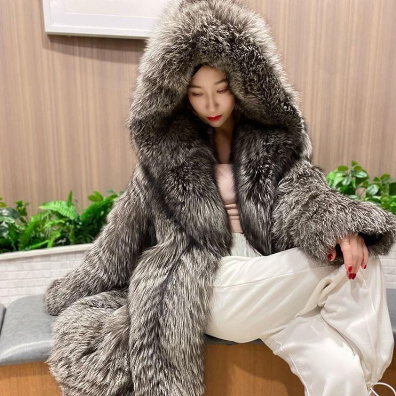 Womens Long Faux Fur Coat With