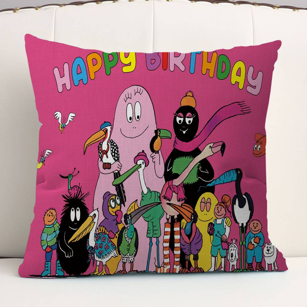 Les Barbapapa Family Anime Cushion Cover Pillowcase Upholstery Sofa Throw Pillow Home Decor Pillowcas