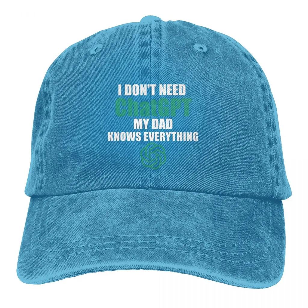Vintage Funny Chatgpt My Dad Knows Everything Baseball Cap Unisex Distressed Denim  Hat Outdoor Running Golf Hats Cap