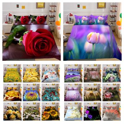 3D-Blumen-Druck-Bettbezug-Set, King-Size-Mikrofaser-Tagesdecken, weich, modisch, hochwertige Schlafzimmerdekoration