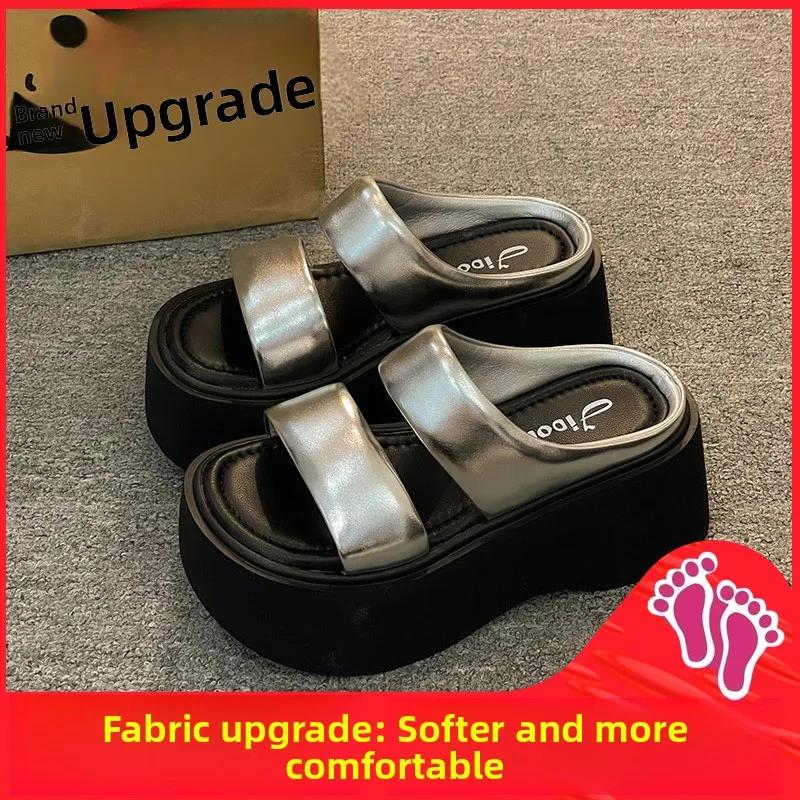 Elevated Thi Heel Slippers Women's Summer Outdoor Faion 2025 New Internet Celebri Beach Casual Extremely ular Sandals