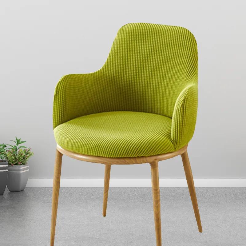 Solid Color High Arm Chair Cover Stretch Dining Chair Slipcover Fundas Para Sillas Makeup Spandex Round Bottom Chair Covers