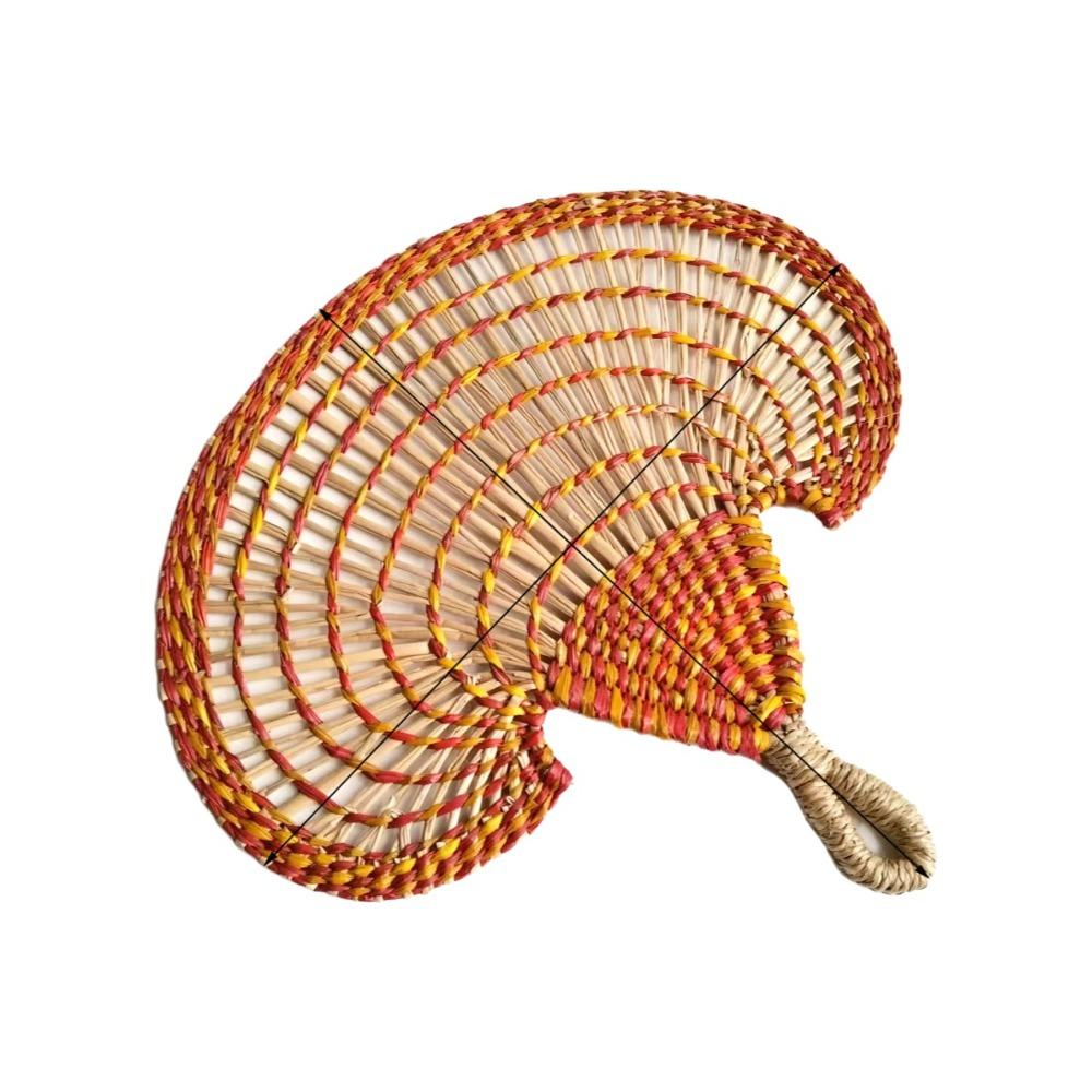 Bohemian Hand-woven Straw Fan Colorful Cattail Fan Gift Decorative Handmade Fan  Beach жёлтый/красный