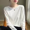 2026 Fall Thin Wool Blend Knit Sweater Round Neck Long Sleeve Loose Slim Fit Basic Top Women