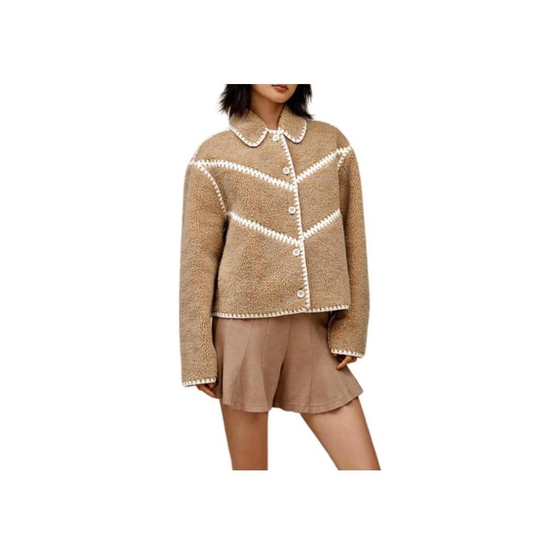 UGG SS25 Single Button Color Block Long Sleeve Jacket Women jackets Beige Gray 1167382 S