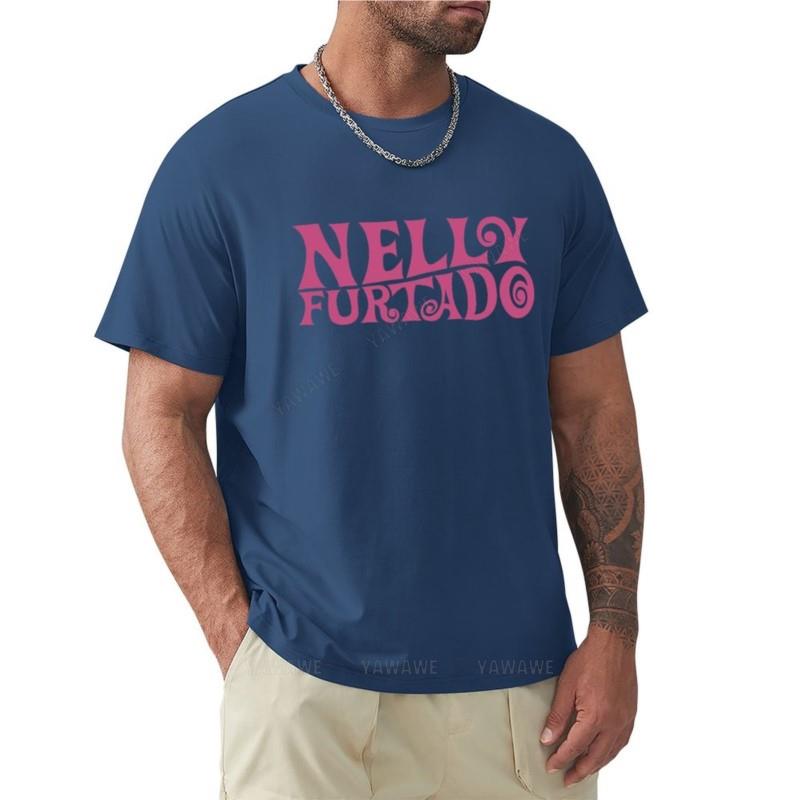Black T-shirt Men Nelly Furtado - Pink Logo - Whoa Nelly! Folklore Loose T-Shirt Tops Graphics T Shirt Men Summer Tshirt