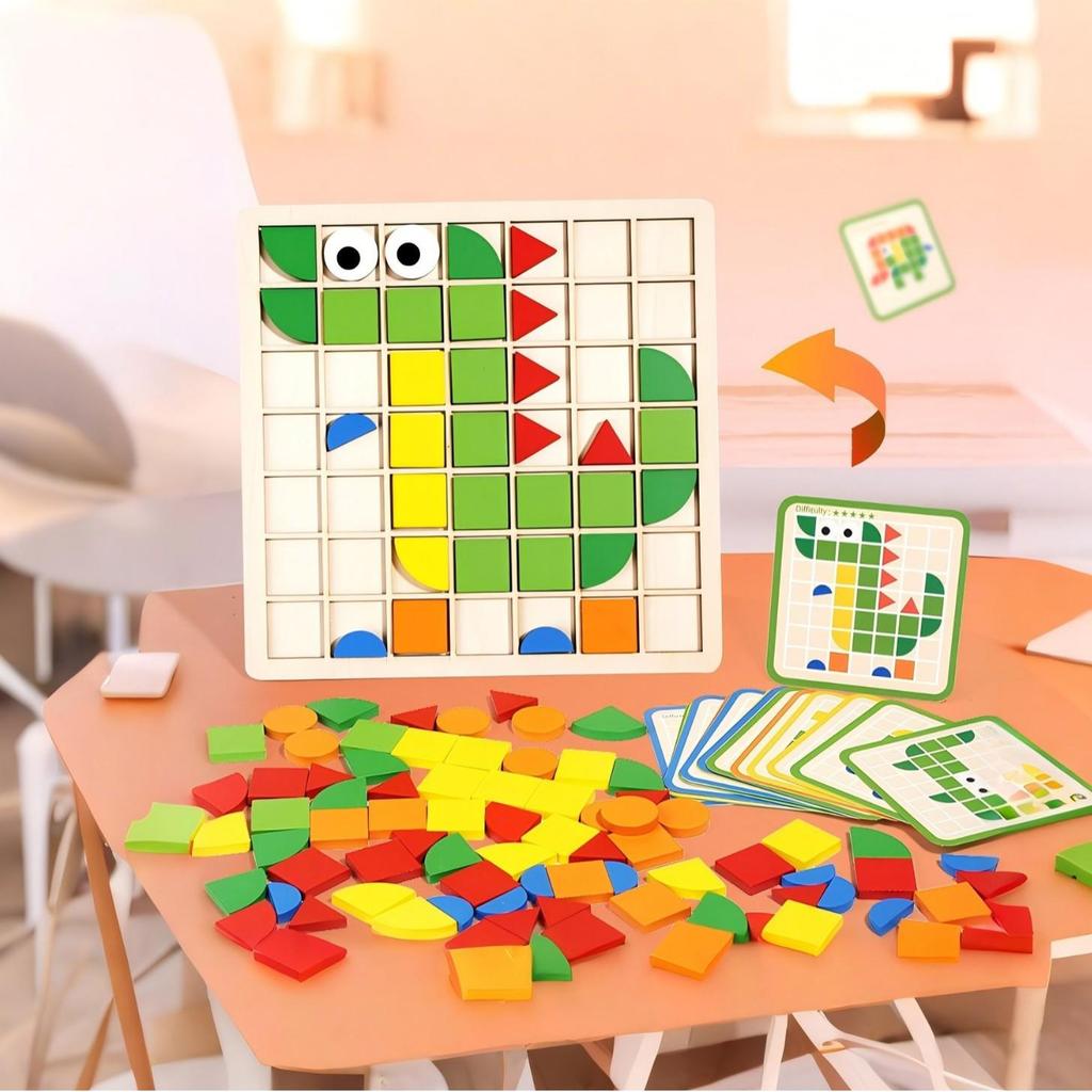 Wooden 3D Mosaic Jigsaw Puzzle: Educational Building Blocks for Toddlers