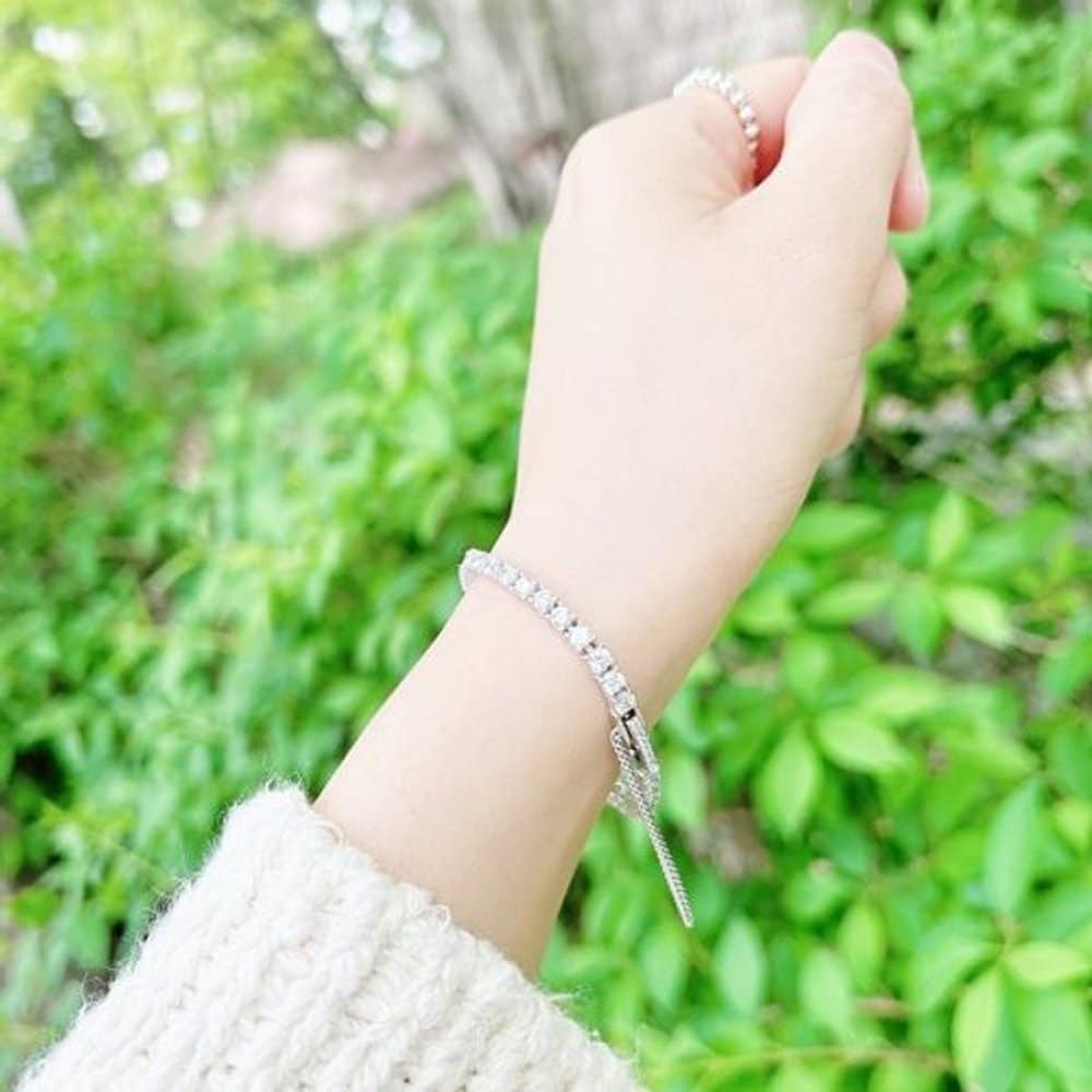4-foot Tennis 4mm Silver Bracelet Cubic 925 Silver Sterling Silver Women's Popular