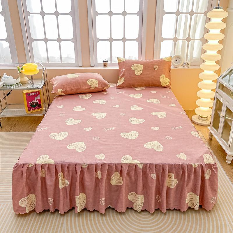 3pcs Bed Skirt Set Anti-slip Bed Skirt Bed Cover Full Bed Skirt Set Dust-proof Bed Sheet Bed Surround Bed Cover Mattress Protective Cover Bedding Set