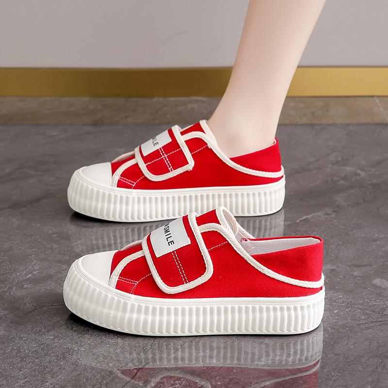 Pregnant women sports shoes spring Velcro wide fat feet outer wear canvas shoes soft baseplate shoes