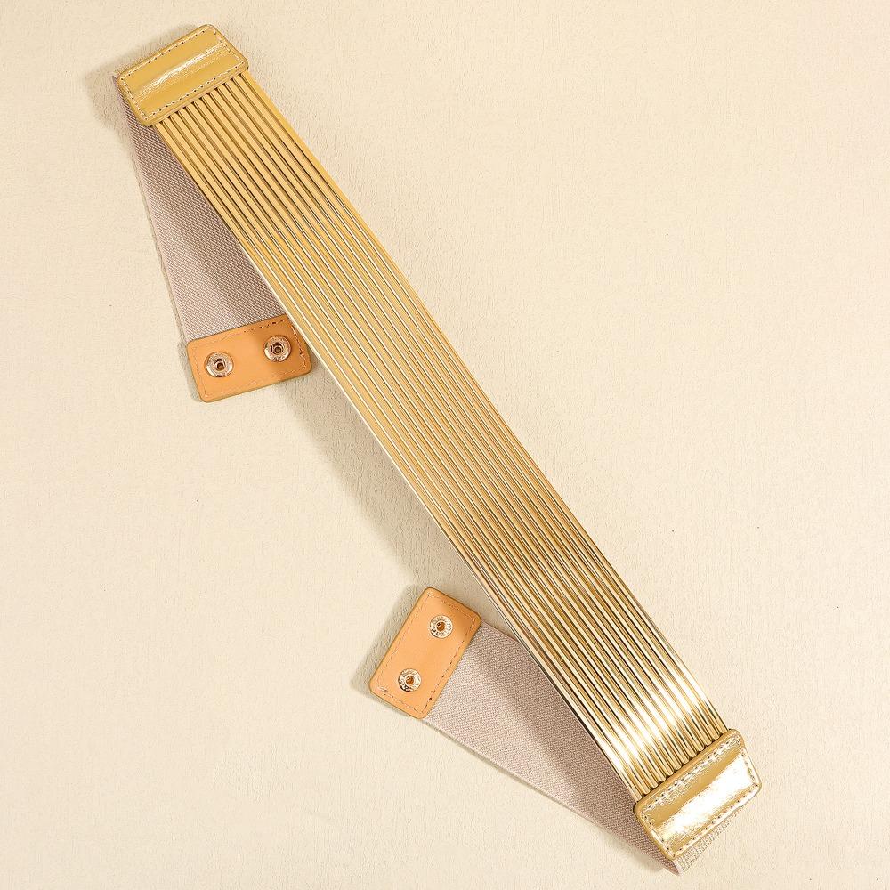 Elastic Tight Waistband Wide Buttoning Belt Fashion Dress Belt for Women