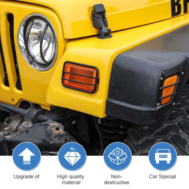 Car Headlight Turn Signal Light Decoration Wheel Brow Lampshade Cover Stickers For Jeep Wrangler TJ 1997-2006 Exterior Accessories