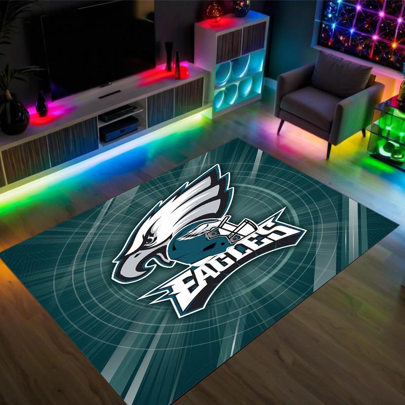 Tappeto in Cristallo Velluto Design Philadelphia Eagles Accogliente Non?Tappeto Stampato Antiscivolo per Camera da Letto Soggiorno Ingresso