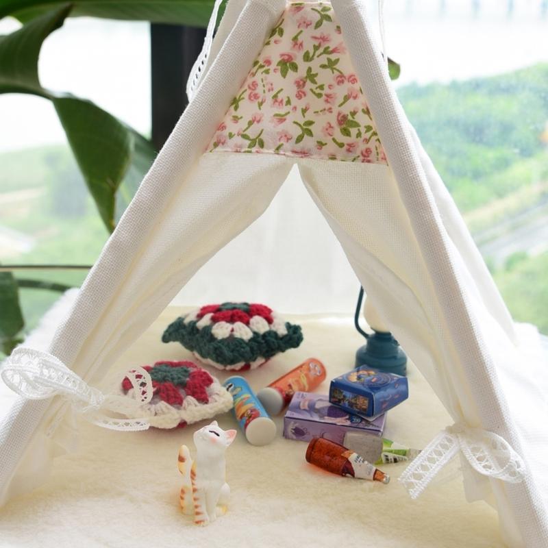 1/12 Doll House Minature Tent Easy Assembly Design Safe Cotton Polyester Playtent For Children Pretend Play Activity