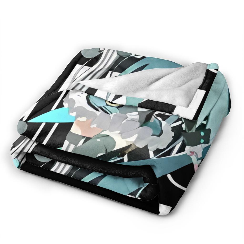 Anime přikrývky Hatsune Miku Fleece Textilní dekorace Multifunkční Super teplá přehozová deka pro domácnost Cestování Prošívaná deka