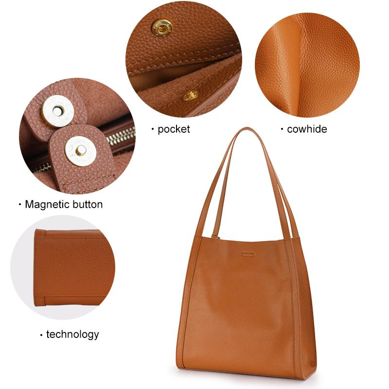 Aidrani Fashion Genuine Leather Women's Bag Large Capacity Solid Color Cowhide Vertical Handbag Single Shoulder Underarm Bag