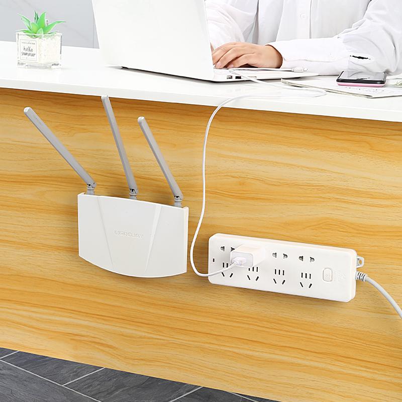 Wall-Mount Power Strip Holder: Strong Adhesive, No-Punch, Double-Sided Velcro Fastener for Routers and Sockets
