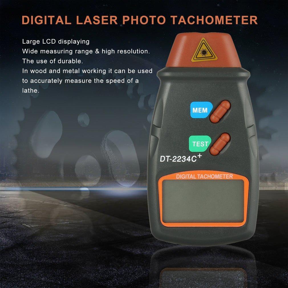 Kebidumei Digital Laser Tachometer Hour Meter Diagnostic Tool Tach Laser Tachometer Speed Gauge Revolution Spin 2.5 To 999.9 Rpm