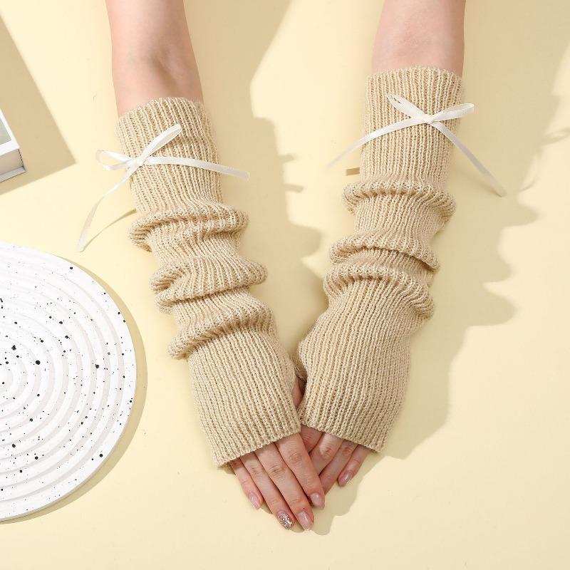 Botvotee Sleeves for Women Bow Half Finger Y2k Accessories Free Shipping Arm Warmers Half Finger Preppy Style Fingerless Gloves
