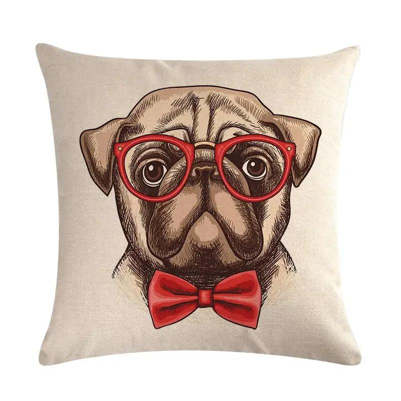 Cute Dog Cushion Cover Cartoon Pet Linen Pillow Cover Office Sofa Home Decoration Pillow Cover 45*45Cm