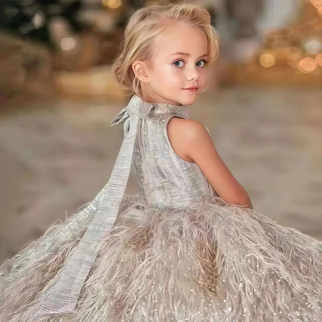 Little Girl Flower Girl Princess Dress For Birthday Party And Performance In Polyester Fabric