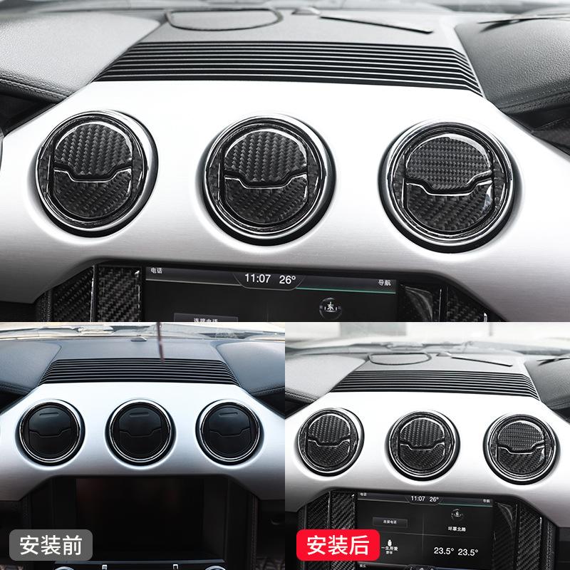 Carbon Fiber Interior Air Vent Outlet Cover Trim Sticker Decor For Ford Mustang 2015 2016 2017 2018   Car