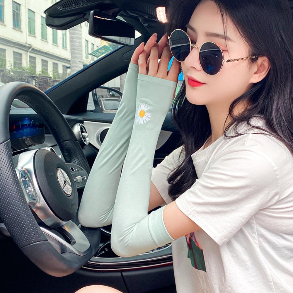 1 Pair Women Cooling Anti-UV Driving Arm Sleeves Girls Sun Protection Arm Covers for Ladies Running Riding Outdoor Activity Athletic