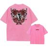 Men Streetwear Washed Acid Oversized T Shirt Japanese Anime Retro Worn Graphic Print T-Shirt Cotton Short Sleeve Tees