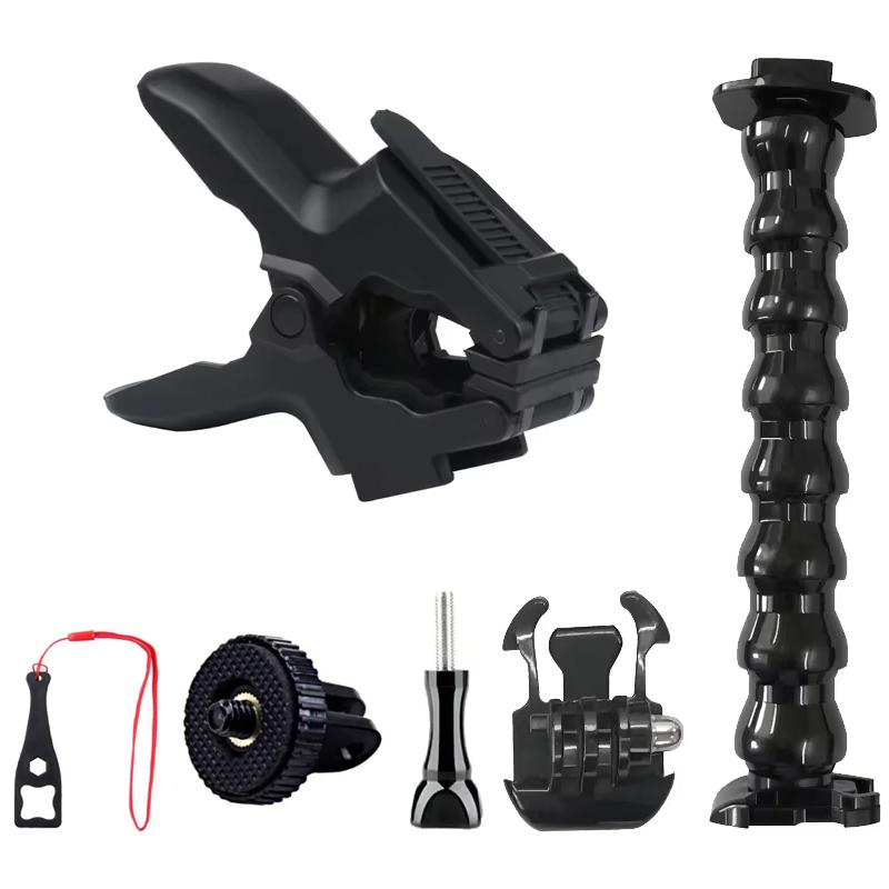 Soporte de Cuello de Cisne con Abrazadera Flexible Jaws para Cámara GoPro Hero 13 12 11 10 9 SJCAM Akaso Insta360 DJI Osmo Action 6/5 PRO/4/3/Nano