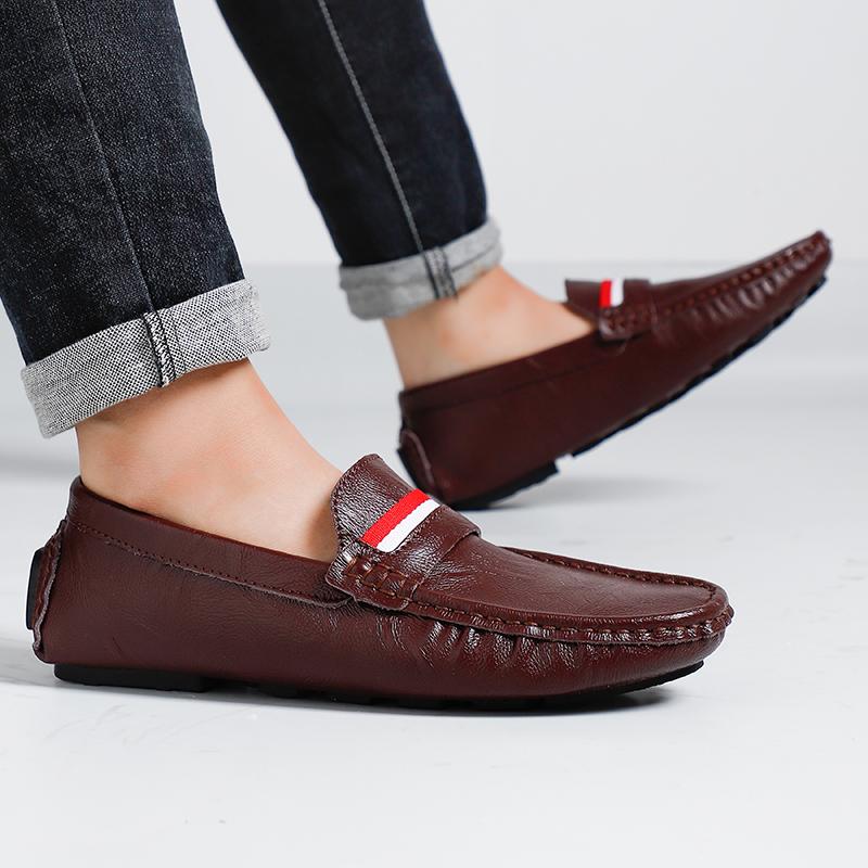 Fashion Fashion Men Leather Bean Shoes Flats Casual Loafers Large Size 38-47 Korean Style Outdoor Non-slip Leather Driving Shoes Shoes
