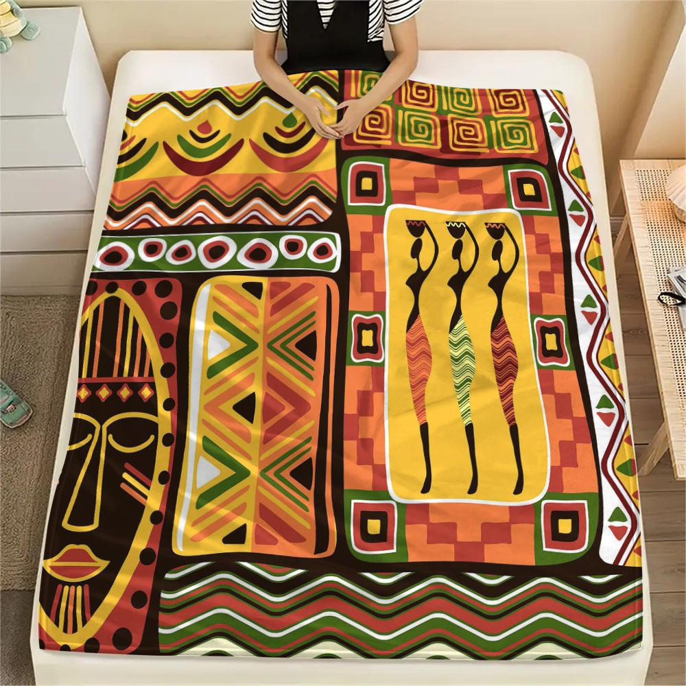 1Pc African Woman Print Flannel Blanket, High Quality Comfortable for All Seasons, Home Decor, Warmth and Comfort, Perfect for Christmas Gifts