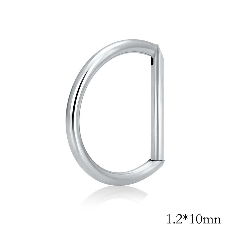 Titanium D Shape Septum Ring Hinged Segment Clicker Hoop Conch Helix Piercing Body Jewelry