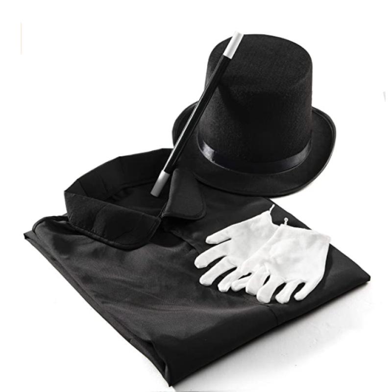 Western Halloween Children'S Double-Layer Cape, Magician Performance, Top Hat, Hat, Prop, Stage Performance Set